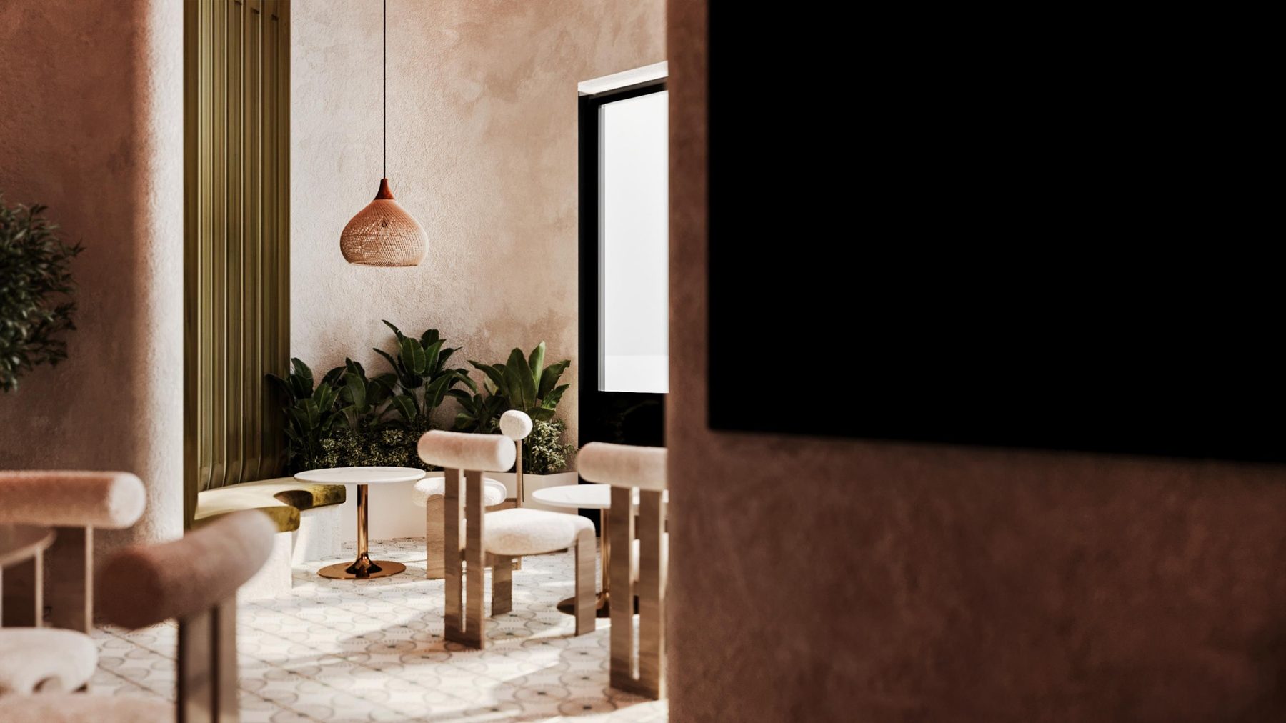 A quiet corner with olive cushions