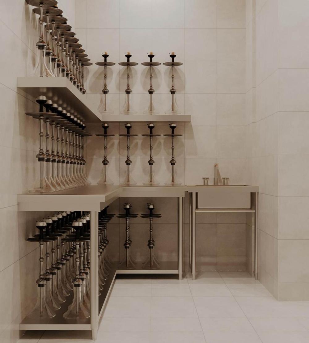 The hookah prep room at Vogo Lounge