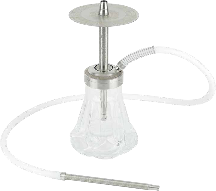 Oduman Flowy hookah — silver body over clear hand-blown glass